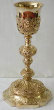 Antique solid silver gilt French Baroque Chalice